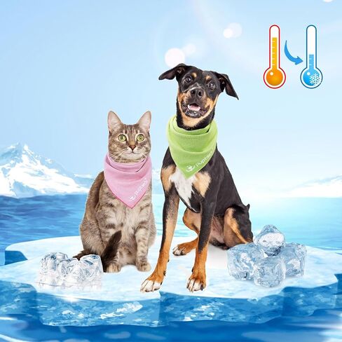 PUPTECK الكلب باندانا التبريد للصيف الحار، 4 حزمة الربيع القط الحيوانات الأليفة وشاح مناشف التبريد الفورية، الجليد الرقبة برودة يلتف للكلاب الصغيرة والمتوسطة الكبيرة in Kuwait