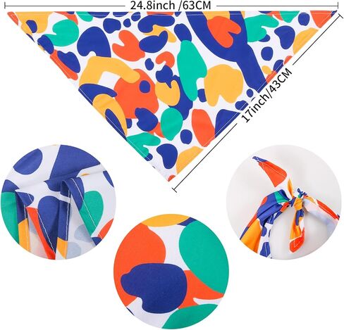9 Pack Dog Bandanas, Polyester Dog Bandana Bulk for Boy Girl, Pet Scarf Washable, Stripe Pattern in Kuwait