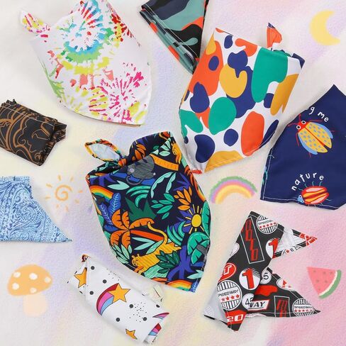 9 Pack Dog Bandanas, Polyester Dog Bandana Bulk for Boy Girl, Pet Scarf Washable, Stripe Pattern in Kuwait