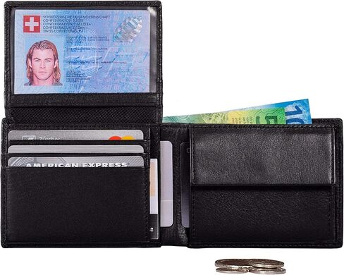 محافظ للرجال ثنائية الطي RFID محفظة جلدية للرجال بمعرف الوجه ومقصورة العملات المعدنية (بني عتيق) in Kuwait