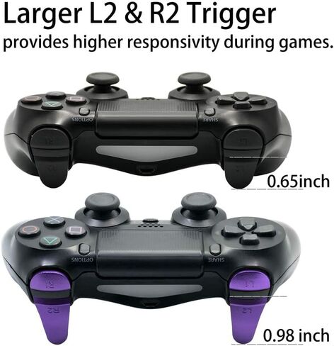 مشغلات معدنية بديلة من الألومنيوم من TOMSIN لجهاز تحكم PS4 Pro/ PS4 النحيف، أزرار تشغيل معدنية من الألومنيوم L1 R1 L2 R2 لجهاز تحكم PS4 Gen 2 (أرجواني) in Kuwait