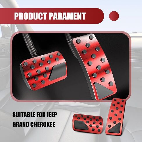 2 PCS Car Accelerator Brake Pedal Combination Kit, Wear-Resistant Alloy Punch-Free Anti-Slip Pedal Cover, Decorative Modification Accessories, Compatible with Jeep Grand Cherokee (Silver) in Saudi Arabia