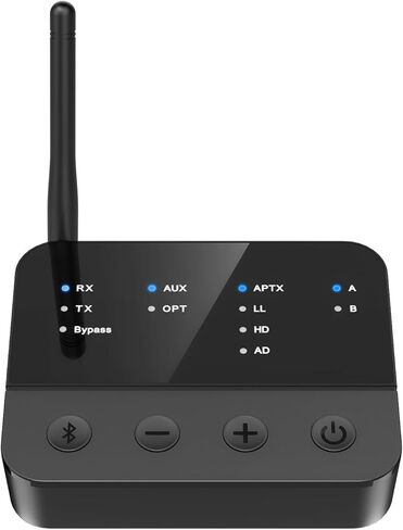 Bluetooth 5.2 Transmitter Receiver for TV Home Stereo,Long Range,aptX HD/Low Latency Audio Adapter for 2 Wireless Headphones Easy Setup,Optical,RCA,3.5mm AUX in Kuwait