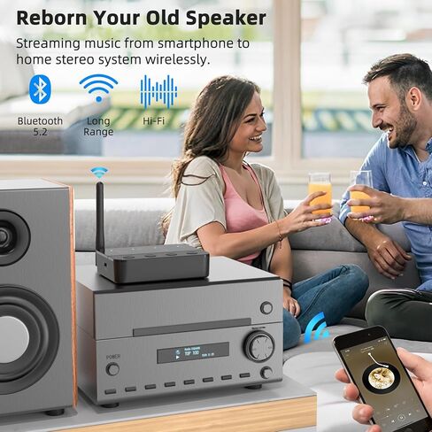 Bluetooth 5.2 Transmitter Receiver for TV Home Stereo,Long Range,aptX HD/Low Latency Audio Adapter for 2 Wireless Headphones Easy Setup,Optical,RCA,3.5mm AUX in Kuwait