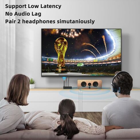 Bluetooth 5.2 Transmitter Receiver for TV Home Stereo,Long Range,aptX HD/Low Latency Audio Adapter for 2 Wireless Headphones Easy Setup,Optical,RCA,3.5mm AUX in Kuwait