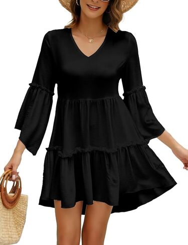 ملابس سباحة نسائية من CiCiBird برقبة على شكل V وأكمام على شكل جرس ملابس سباحة لتغطية فستان شاطئ بيبي دول صغير in Kuwait