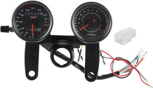 Motorcycle Instrument, Qiilu Motorcycle Instrument, Universal Motorcycle LED Odometer Meter Tachometer Gauge Speedometer Instrument 12V in Kuwait