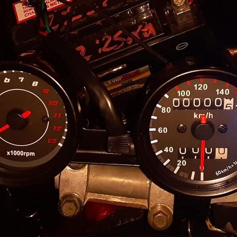 Motorcycle Instrument, Qiilu Motorcycle Instrument, Universal Motorcycle LED Odometer Meter Tachometer Gauge Speedometer Instrument 12V in Kuwait