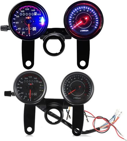 Motorcycle Instrument, Qiilu Motorcycle Instrument, Universal Motorcycle LED Odometer Meter Tachometer Gauge Speedometer Instrument 12V in Kuwait