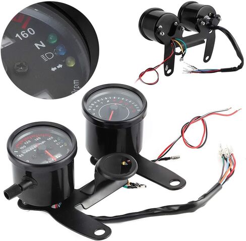 Motorcycle Instrument, Qiilu Motorcycle Instrument, Universal Motorcycle LED Odometer Meter Tachometer Gauge Speedometer Instrument 12V in Kuwait