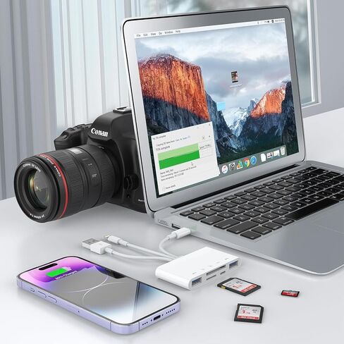 قارئ بطاقات ذاكرة 8 في 1، Lightning USB-C معتمد من MFi، فتحات USB إلى Micro SD وSD، قارئ بطاقات محول USB OTG لأجهزة iPhone 15/14/MacBook/iPad Pro، يدعم التوصيل والتشغيل SD/Micro SD/SDHC/SDXC /MMC in Saudi Arabia
