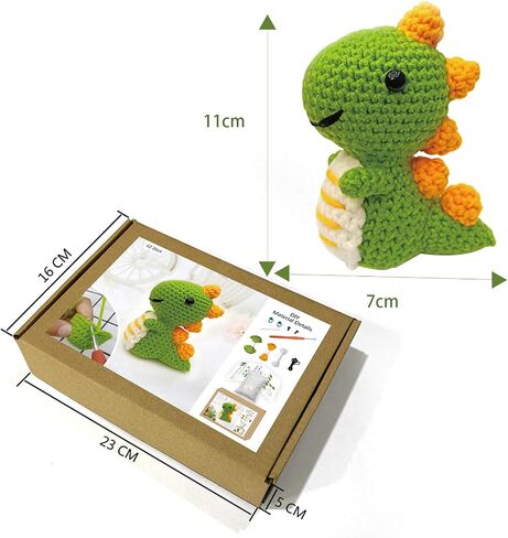 CvYamku Crochet Kit for Beginners, Crochet Animal Kit, Crochet Set with Step-by-Step Video Tutorials - Children Birthdays Gifts (1PC Dinosaur) in Saudi Arabia