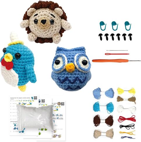 CvYamku Crochet Kit for Beginners, Crochet Animal Kit, Crochet Set with Step-by-Step Video Tutorials - Children Birthdays Gifts (1PC Dinosaur) in Saudi Arabia