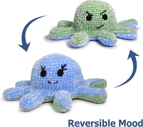CIRCULO Amigurumi Crochet Octopus، طقم كروشيه - مجموعة أخطبوط مزاجية قابلة للعكس - متضمنة بالكامل، تعليمات سهلة - مستوى سهل، مجموعات كروشيه Amigurumi ممتازة، غزل Pelucia - أزرق وأخضر in Kuwait
