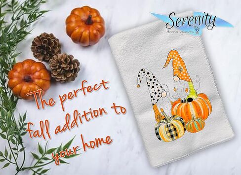 Fall Decor | Fall Decorations Kitchen Towels | Fall Hand Towels For Bathroom | Pumpkin Decor | Autumn Table Decorations | Harvest Thanksgiving Halloween Gnomes in Kuwait