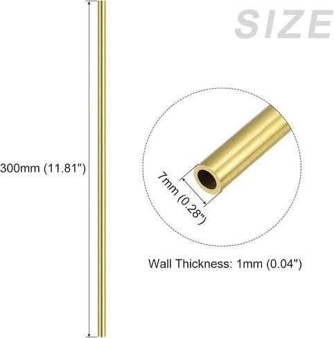 Brass Tube (7mm OD x 1mm Wall T x 300mm L), Straight Tubing - for Home Furnishing, Machinery, DIY Handicraft in Saudi Arabia