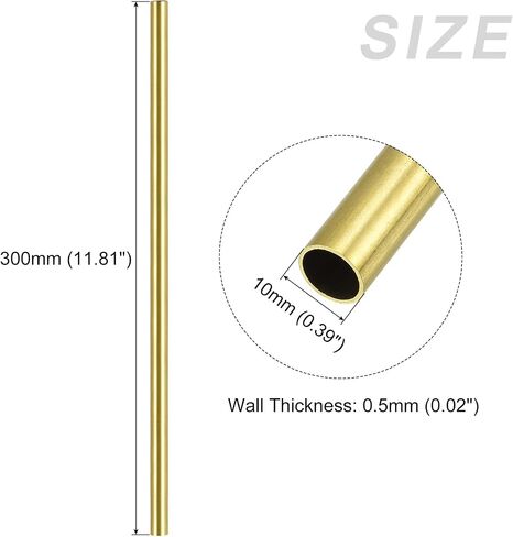 Brass Tube (10mm OD x 0.5mm Wall T x 300mm L), Straight Tubing - for Home Furnishing, Machinery, DIY Handicraft in Saudi Arabia