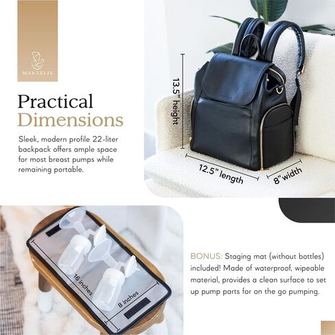 Vegan Leather Breast Pump Bag with prep mat | Compatible with Spectra S1 S2 | Pump Bag with cooler | Pumping bags for work | Wearable breast pump bag | Multipurpose Breast pump backpack in Saudi Arabia