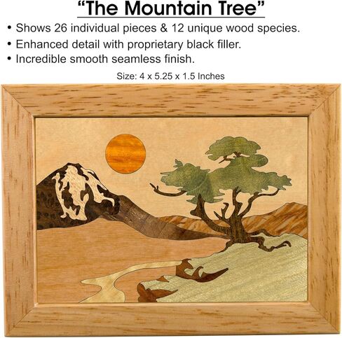 صندوق مجوهرات Wood Mountain - منظم غطاء مفصلي للخواتم والأساور والساعات - قم بتخزين مقتنياتك الثمينة في هذا الحامل الواسع المبطن بالمخمل - (#4102AH 4x5x1.5) in Kuwait