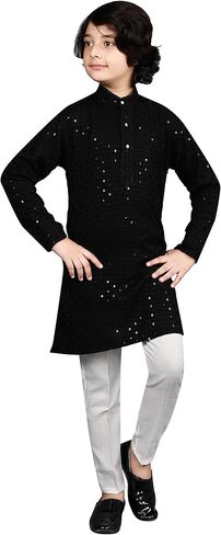 AHHAAAA Kids Indian Ethnic Full Sequin Embroidery Mirror Work Kurta Pajama Set for Baby & Boys in Saudi Arabia