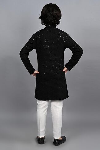 AHHAAAA Kids Indian Ethnic Full Sequin Embroidery Mirror Work Kurta Pajama Set for Baby & Boys in Saudi Arabia