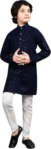 AHHAAAA Kids Indian Ethnic Full Sequin Embroidery Mirror Work Kurta Pajama Set for Baby & Boys in Saudi Arabia