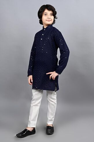 AHHAAAA Kids Indian Ethnic Full Sequin Embroidery Mirror Work Kurta Pajama Set for Baby & Boys in Saudi Arabia