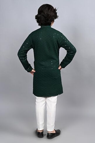 طقم بيجامة كورتا عمل مرآة مطرزة بالترتر بالكامل هندي عرقي للأطفال من AHHAAAAA للأطفال والأولاد in Kuwait