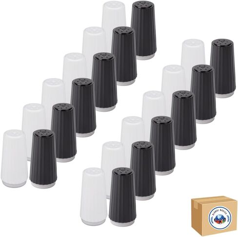 Disposable Salt and Pepper Shakers by Global Basics - Plastic Shaker Sets for Parties, Restaurants, Picnics, Cookouts - Prefilled Salt and Pepper Shakers with 4oz. Salt, 1.5oz. Pepper - 12-Pack in Saudi Arabia