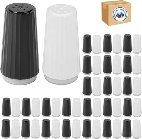 Disposable Salt and Pepper Shakers by Global Basics - Plastic Shaker Sets for Parties, Restaurants, Picnics, Cookouts - Prefilled Salt and Pepper Shakers with 4oz. Salt, 1.5oz. Pepper - 12-Pack in Saudi Arabia