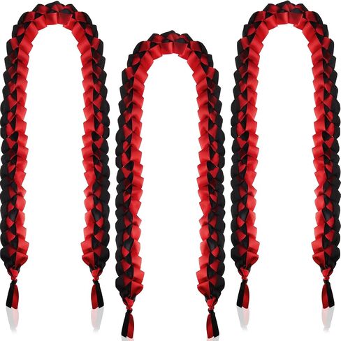 3 Pieces Graduation Ribbon Lei Graduation Lei Braided Necklace of 2024 Graduation Necklace Braided Necklace Graduation Gift for Student Graduation Gifts Party Supplies(Black, Gold) in Saudi Arabia