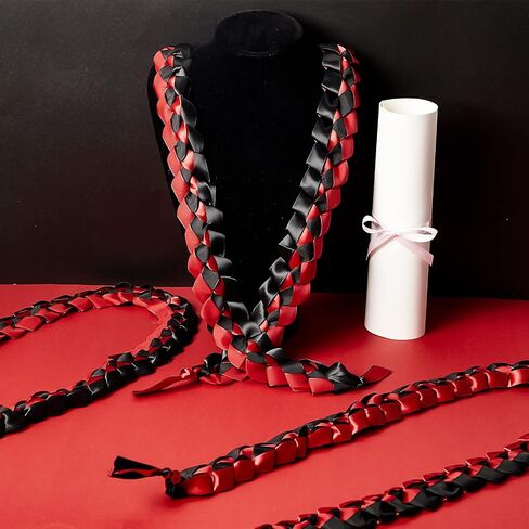 3 Pieces Graduation Ribbon Lei Graduation Lei Braided Necklace of 2024 Graduation Necklace Braided Necklace Graduation Gift for Student Graduation Gifts Party Supplies(Black, Gold) in Saudi Arabia