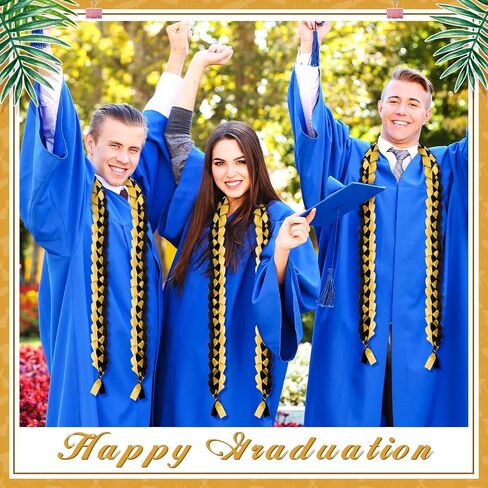 3 Pieces Graduation Ribbon Lei Graduation Lei Braided Necklace of 2024 Graduation Necklace Braided Necklace Graduation Gift for Student Graduation Gifts Party Supplies(Black, Gold) in Saudi Arabia