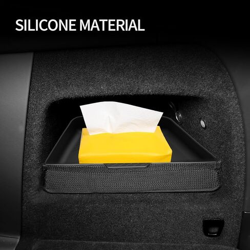 صينية تخزين صندوق السيارة لملحقات Tesla Model X 2022 2023، منظم جانبي للشحن الخلفي يناسب Tesla Model X 5/6/7 مقاعد، سيليكون أسود in Kuwait