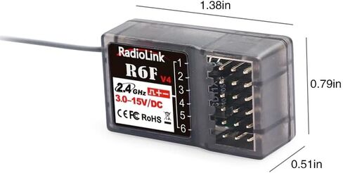 راديولينك R6F استقبال 6 قناة 2.4 جيجا هرتز ل RC سيارات قوارب ناقل موجات الراديو تحكم عن بعد RC6GS V2/RC4GS V2/T8FB/T8S/RC6GS V3/RC4GS V3 in Kuwait