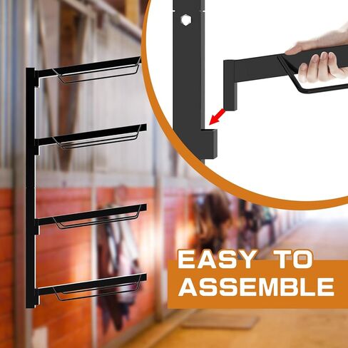 Tongmo Wall-Mounted Saddle Rack: 4-Tier Heavy-Duty Stand for Organized Storage of Western and English Saddles (Black) in Saudi Arabia