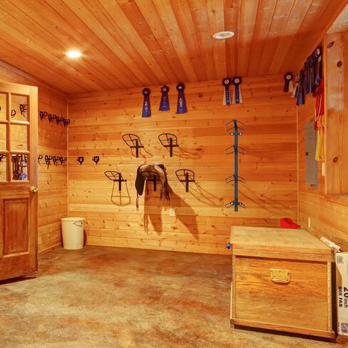 Tongmo Wall-Mounted Saddle Rack: 4-Tier Heavy-Duty Stand for Organized Storage of Western and English Saddles (Black) in Saudi Arabia