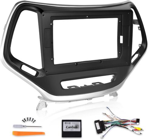 لسيارة جيب شيروكي 2013-2018، في لوحة تثبيت تثبيت الإطار، طقم الكسوة يمكن أن يتطابق مع شاشة لمس 10.1 بوصة وراديو السيارة in Kuwait