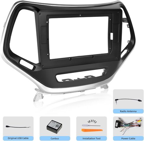 لسيارة جيب شيروكي 2013-2018، في لوحة تثبيت تثبيت الإطار، طقم الكسوة يمكن أن يتطابق مع شاشة لمس 10.1 بوصة وراديو السيارة in Kuwait