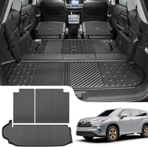 مسند الظهر حصيرة لـ 2020-2024 Toyota Highlander Cargo Mat جميع الأحوال الجوية TPE المقعد الخلفي الخلفي حامي البضائع بطانة لـ 2020 2021 2022 2023 2024 هايلاندر 7 مقاعد الملحقات in Kuwait