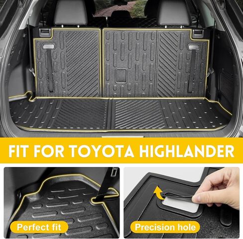 مسند الظهر حصيرة لـ 2020-2024 Toyota Highlander Cargo Mat جميع الأحوال الجوية TPE المقعد الخلفي الخلفي حامي البضائع بطانة لـ 2020 2021 2022 2023 2024 هايلاندر 7 مقاعد الملحقات in Kuwait