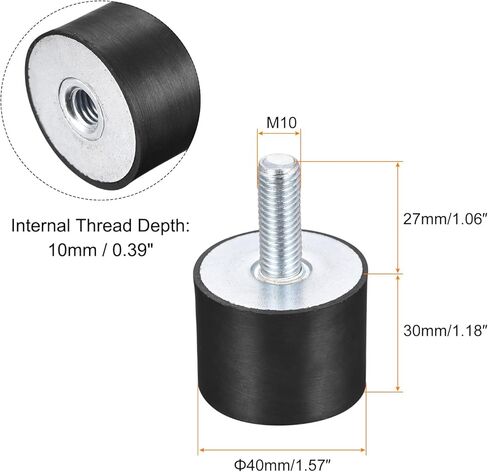 uxcell Rubber Mounts 4pcs M8 Male/Female Vibration Isolator Shock Absorber D40mmxH30mm, for Garage Motor Air Compressor Car Boat Bobbins in Kuwait