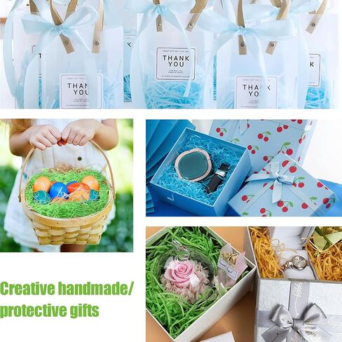 KcBlueJp Easter Grass 4 Colors-14 oz Raffia Paper Cut Paper Shred Filler for Gift Boxes, Easter Grass Filler, Easter Basket Filler, Filler for Wrapping Gifts in Saudi Arabia