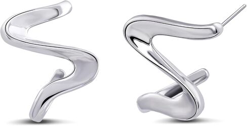Silver Snake Spiral Stud Earrings Handmade Statement Earrings for Women Hypoallergenic Handmade Earrings for Gift in Saudi Arabia