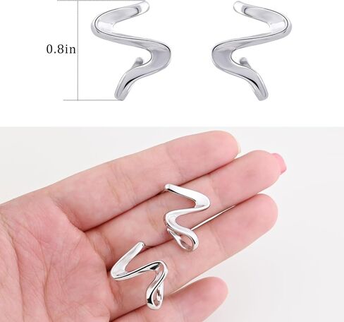Silver Snake Spiral Stud Earrings Handmade Statement Earrings for Women Hypoallergenic Handmade Earrings for Gift in Saudi Arabia