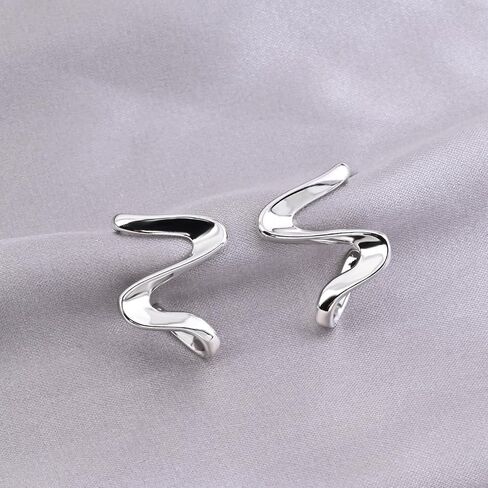 Silver Snake Spiral Stud Earrings Handmade Statement Earrings for Women Hypoallergenic Handmade Earrings for Gift in Saudi Arabia