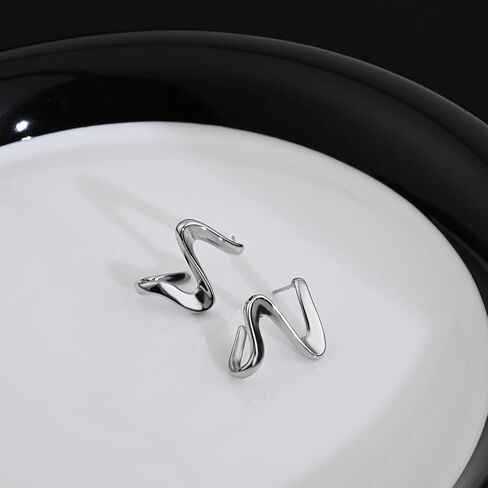 Silver Snake Spiral Stud Earrings Handmade Statement Earrings for Women Hypoallergenic Handmade Earrings for Gift in Saudi Arabia
