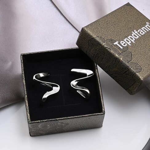 Silver Snake Spiral Stud Earrings Handmade Statement Earrings for Women Hypoallergenic Handmade Earrings for Gift in Saudi Arabia