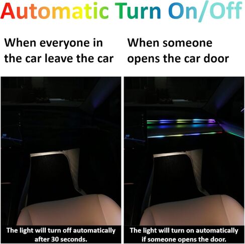 أضواء نيون داخلية لطراز تسلا 3/Y 2021 2022 2023 وطراز Y 2024 ملحقات تسلا شريط LED مجموعات الإضاءة المحيطة التحكم في التطبيق تشغيل/إيقاف تلقائي للوحة قيادة تسلا in Kuwait