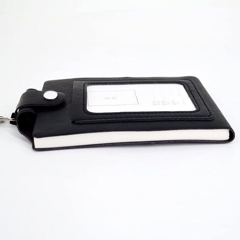 PU Leather Lanyard Meeting Notebook Neck Hanging Notepad with ID Slot and Pen, 3.5X5.1inch, Black in Saudi Arabia